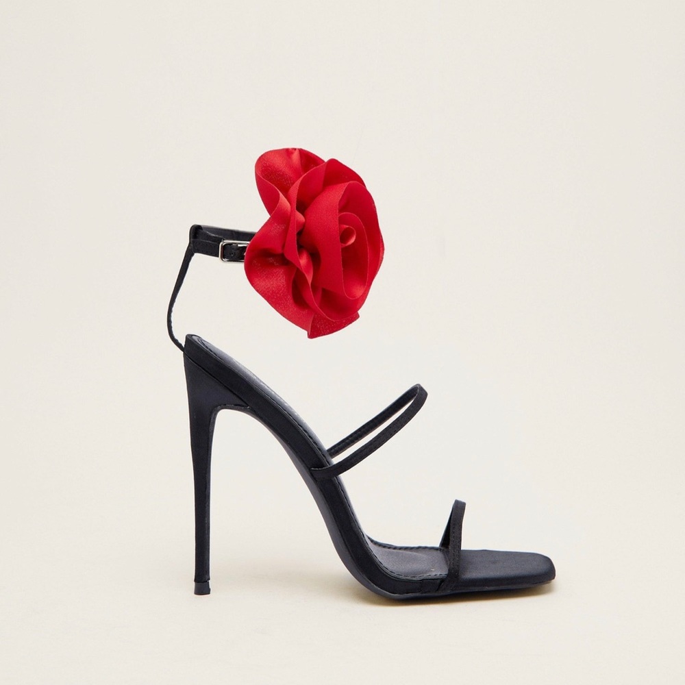 Nasty gal Satin Oversized Flower 2-Part Heel